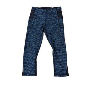 Lululemon Deep Breath Crop Legging Shatter Weave Desert Teal Alberta Lake Sz 4